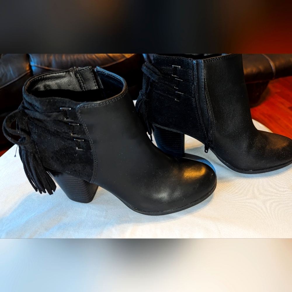 New Direction, black leather, ankle boots